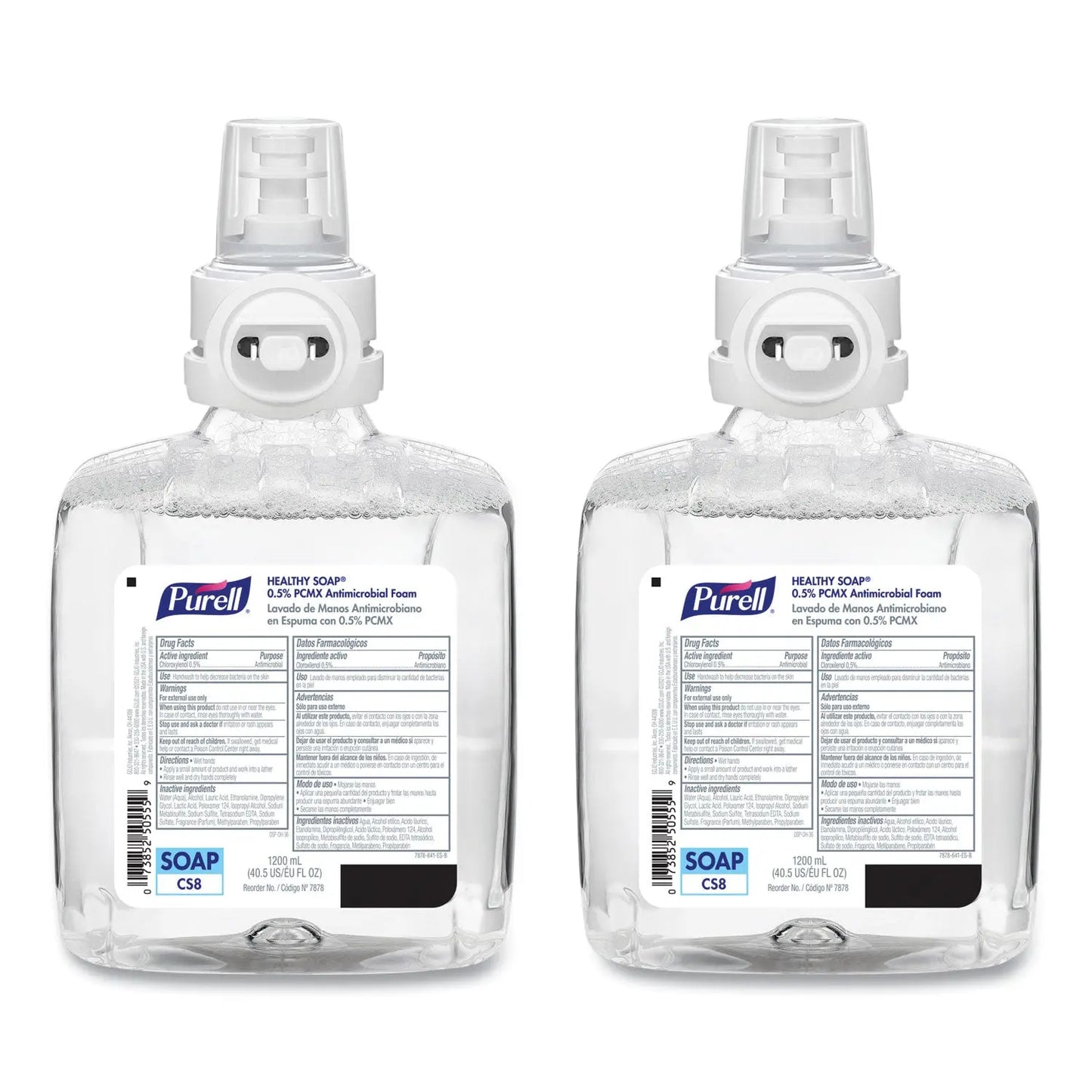 GOJ787802CT Healthcare HEALTHY SOAP 0.5% PCMX Antimicrobial Foam Refill, For CS8 Dispensers, Light Floral Scent, 1,200 mL, 2/Carton PURELL