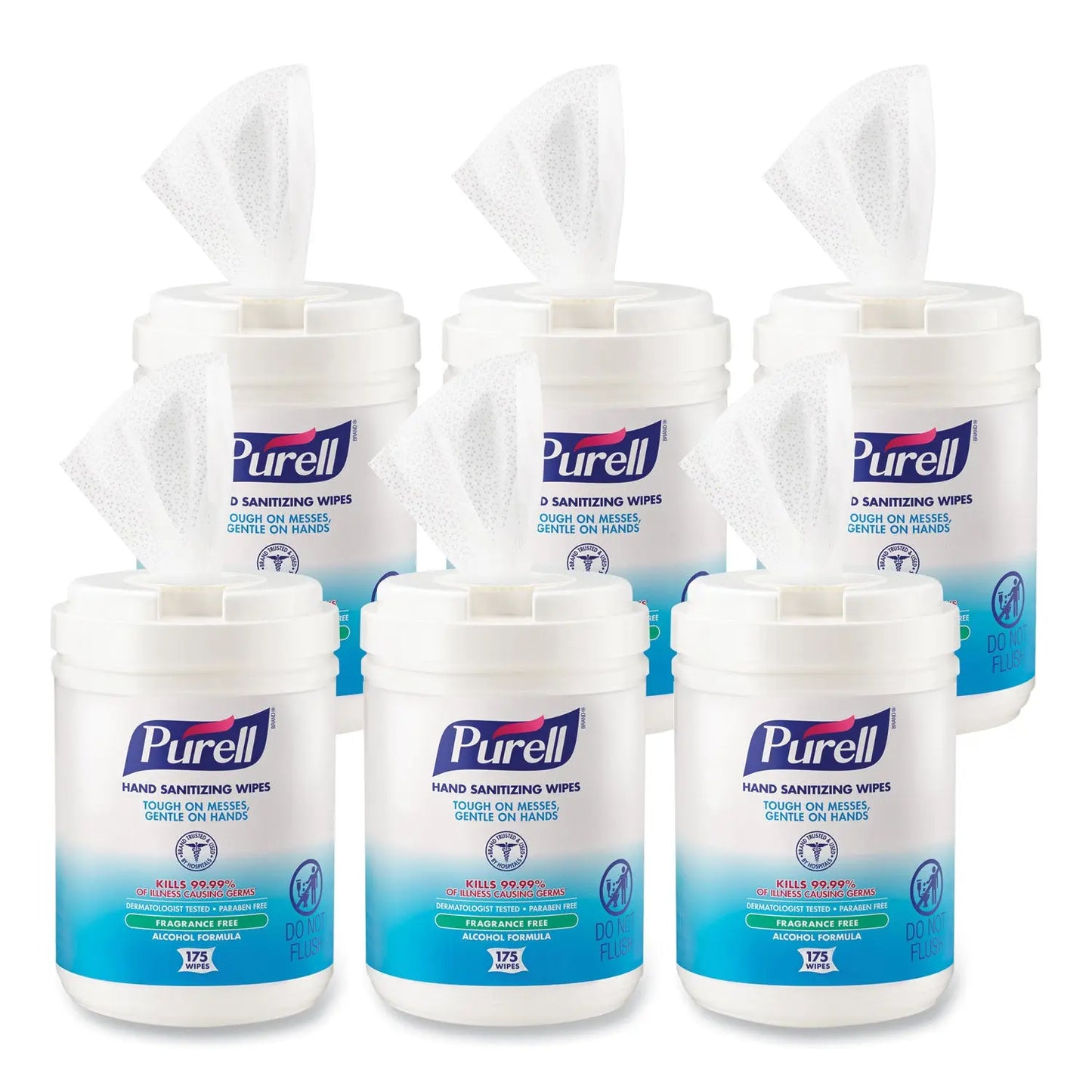 GOJ903106 Hand Sanitizing Wipes Alcohol Formula, 6 x 7, Unscented, White, 175/Canister, 6 Canisters/Carton PURELL