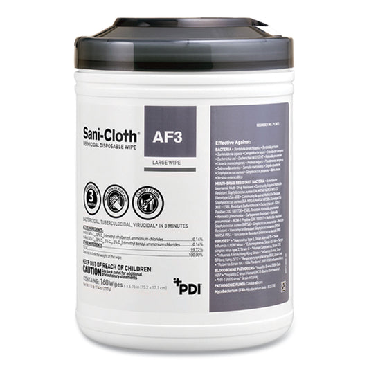 PDIP72584 Sani-Cloth AF3 Germicidal Disposable Wipes, Extra-Large, 1-Ply, 7.5" x 15", Unscented, White, 75/Pack