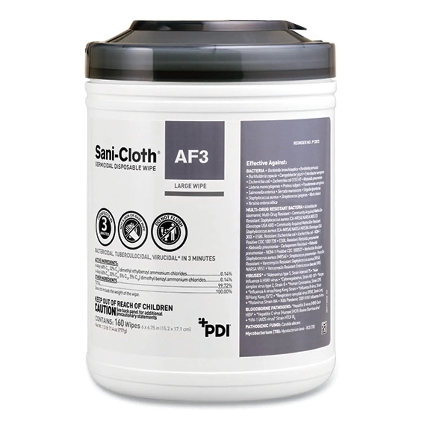 PDIP72584 Sani-Cloth AF3 Germicidal Disposable Wipes, Extra-Large, 1-Ply, 7.5" x 15", Unscented, White, 75/Pack Sani Professional