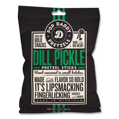 POY00561 Dill Pickle Pretzel Sticks, 3 oz Bag, 15/Carton POP DADDY SNACKS