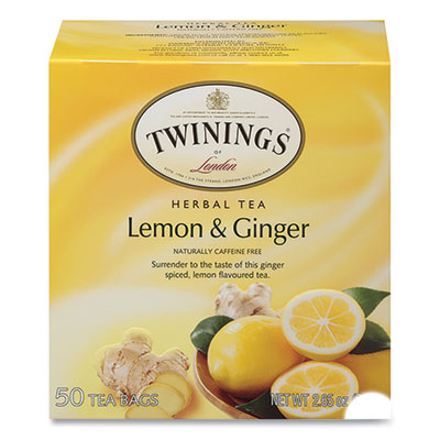 TWG53653 Tea Bags, Lemon and Ginger, 2.65 oz, 50/Box