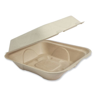 WORTOSCU9LFP Fiber Hinged Takeout Containers, 9.2 x 9.1 x 3.2, Natural, Paper, 300/Carton WORLD CENTRIC