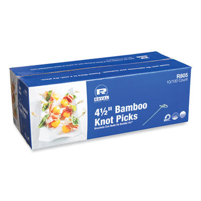 RPPR805 Knotted Bamboo Pick, Paper, 4.5", Natural, 100/Pack, 10 Packs/Carton AMERCAREROYAL