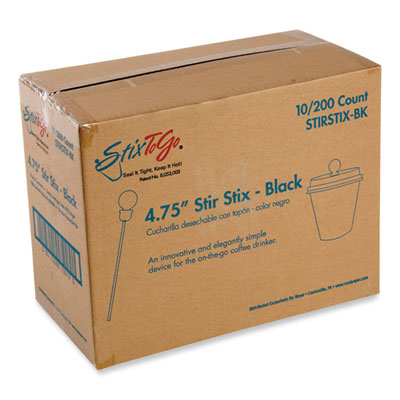 RPPSTIRSTIXBK Beverage Plugs, 4.75", Black, 2,000/Carton AMERCAREROYAL