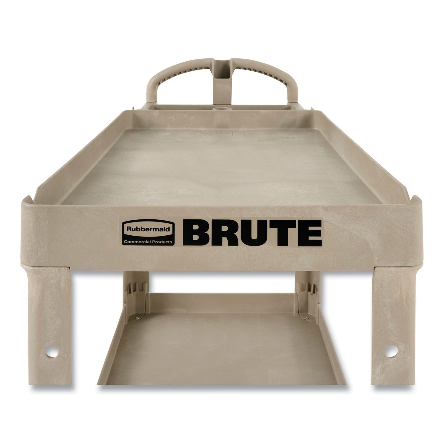RCP452088BG BRUTE Heavy-Duty Utility Cart with Lipped Shelves, Plastic, 2 Shelves, 500 lb Capacity, 25.9" x 45.2" x 32.2", Beige RUBBERMAID COMMERCIAL PROD.