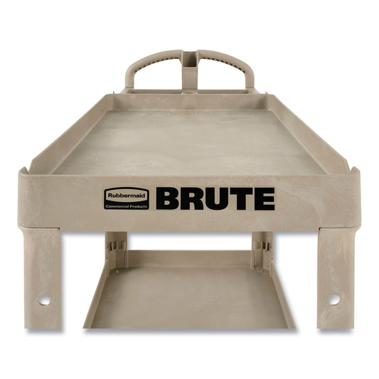 RCP452088BG BRUTE Heavy-Duty Utility Cart with Lipped Shelves, Plastic, 2 Shelves, 500 lb Capacity, 25.9" x 45.2" x 32.2", Beige