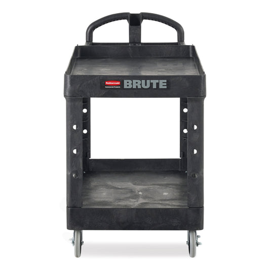 RCP452088BK BRUTE Heavy-Duty Utility Cart with Lipped Shelves, Plastic, 2 Shelves, 500 lb Capacity, 25.9" x 45.2" x 32.2",  Black