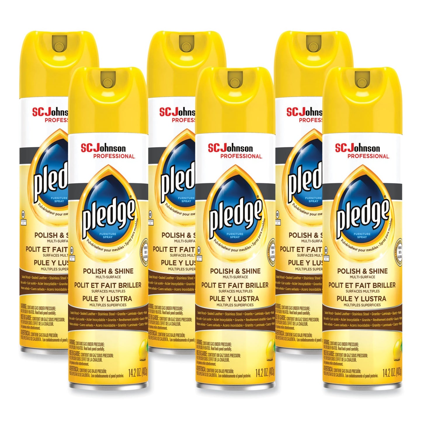 SJN301168 Furniture Polish, Lemon, 14.2 Oz Aerosol Spray, 6/carton Pledge