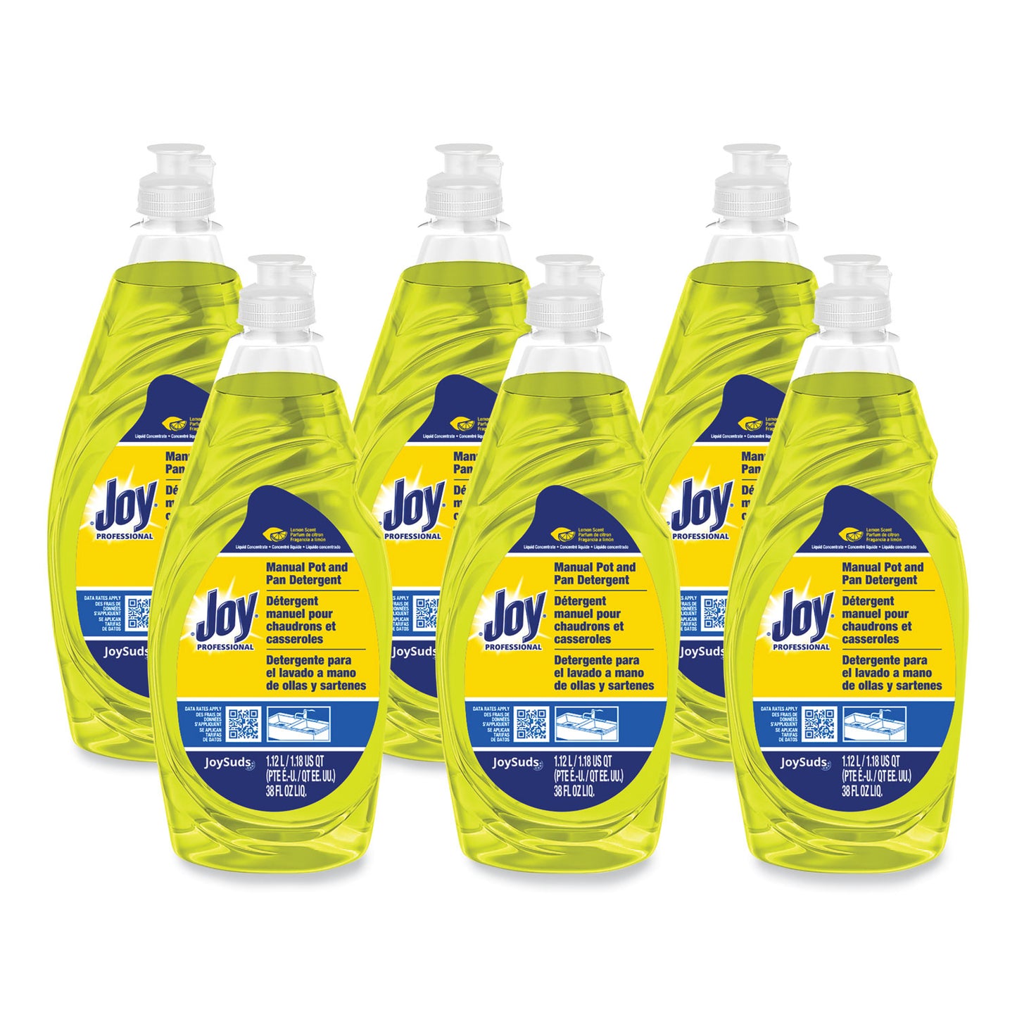 JOY43606CT Dishwashing Liquid, Lemon Scent, 38 oz Bottle, 8/Carton