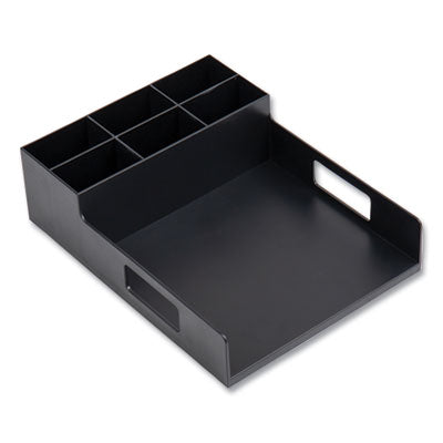 EMSPSNAPUTBLK Network Collection Utensil, Napkin and Plate Countertop Organizer, 15.2 x 11.5 x 4.45, Plastic, Black EMS MIND READER LLC