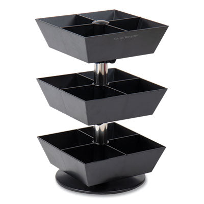 EMSTEASWIV3TBLK Anchor Collection 3-Tier 12-Compartment Tea and Condiment Carousel Countertop Organizer, 6.75 x 6.75 x 11.5, Black EMS MIND READER LLC