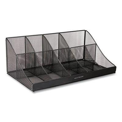 EMSCOMORGMESHBL Network Collection 11-Compartment Coffee Cup and Condiment Countertop Organizer, 9.5 x 17.88 x 6.63, Black EMS MIND READER LLC