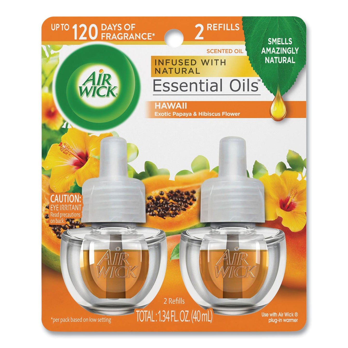 RAC85175PK Scented Oil Twin Refill, Hawai'i Exotic Papaya/hibiscus Flower, 0.67 Oz Air Wick