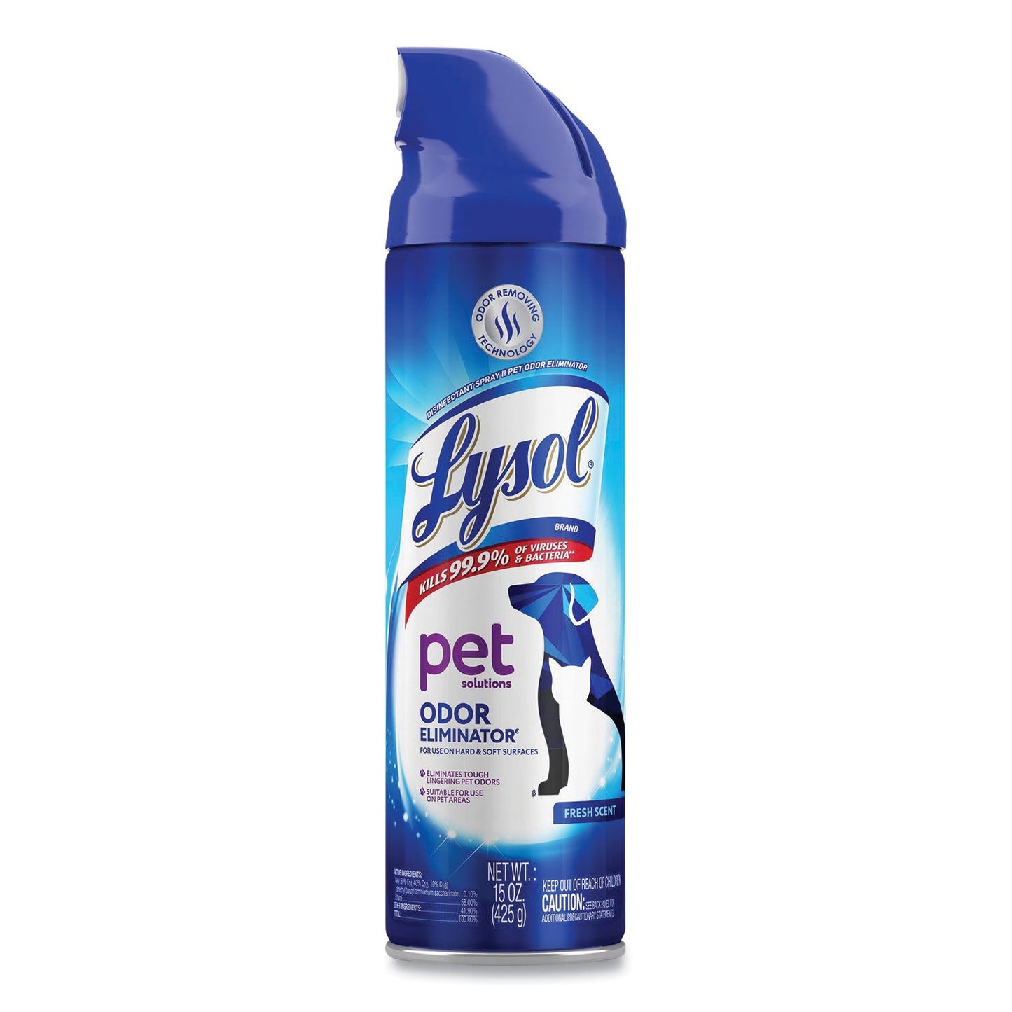 RAC99804CT Disinfectant Spray II Pet Odor Eliminator, Fresh, 15 oz Aerosol Spray, 12/Carton LYSOL Brand