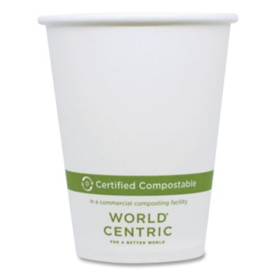 WORCUPA8 Paper Hot Cups, 8 oz, White, 1,000/Carton WORLD CENTRIC