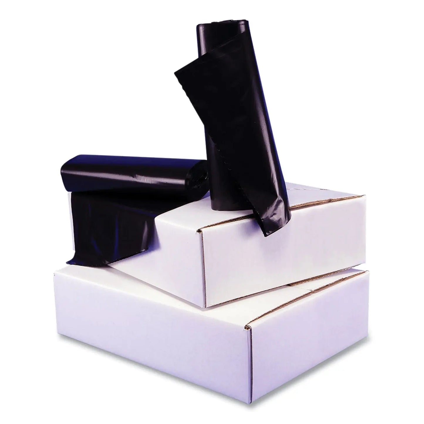 GENRM4046H Low Density Can Liners, 45 gal, 1.1 mil, 40" x 46", Black, Interleaved Roll, 20 Bags/Roll, 5 Rolls/Carton GEN