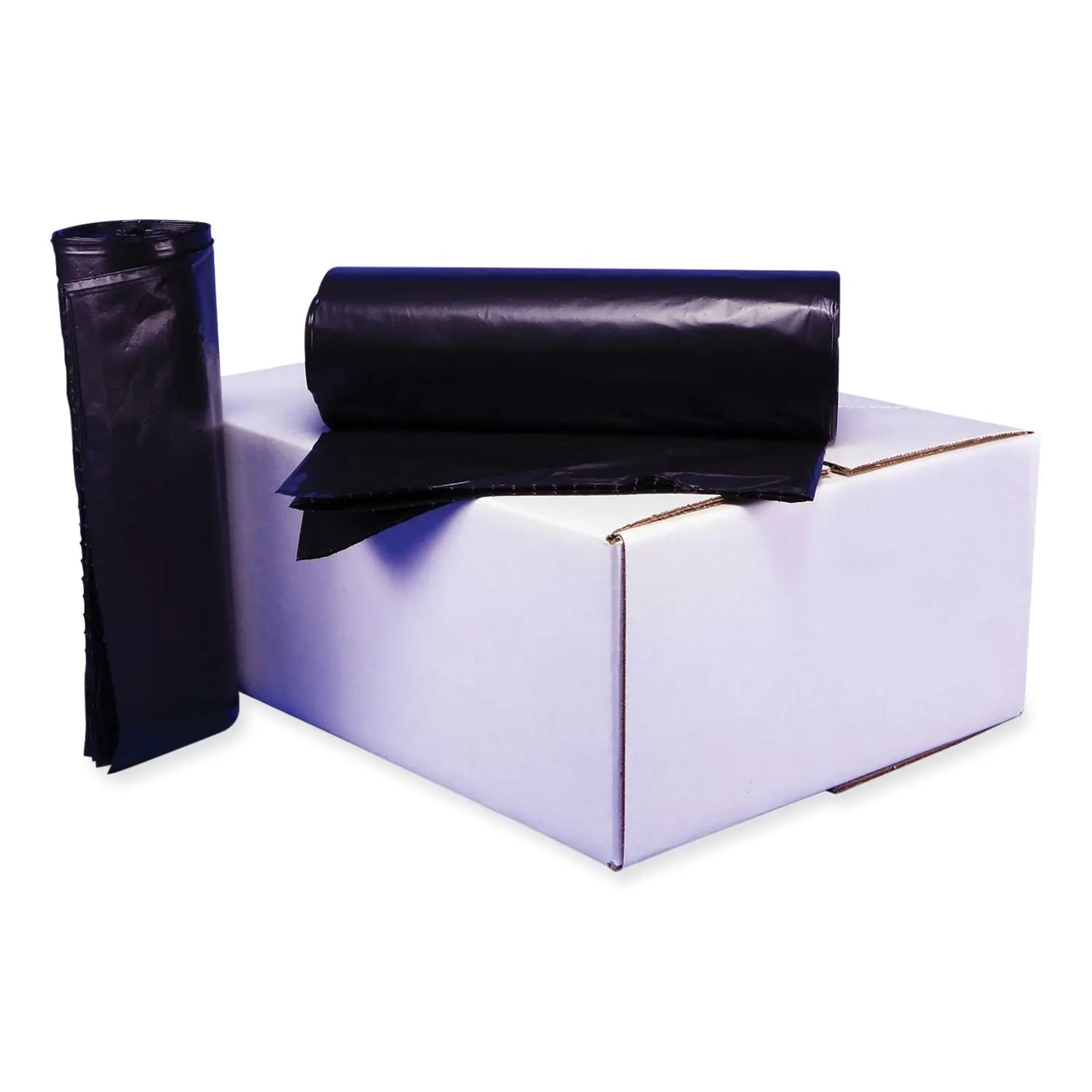 GENRM3858H Low Density Can Liners, 60 Gal, 1.1 mil, 38" x 58", Black, Interleaved Roll, 20 Bags/Roll, 5 Rolls/Carton GEN