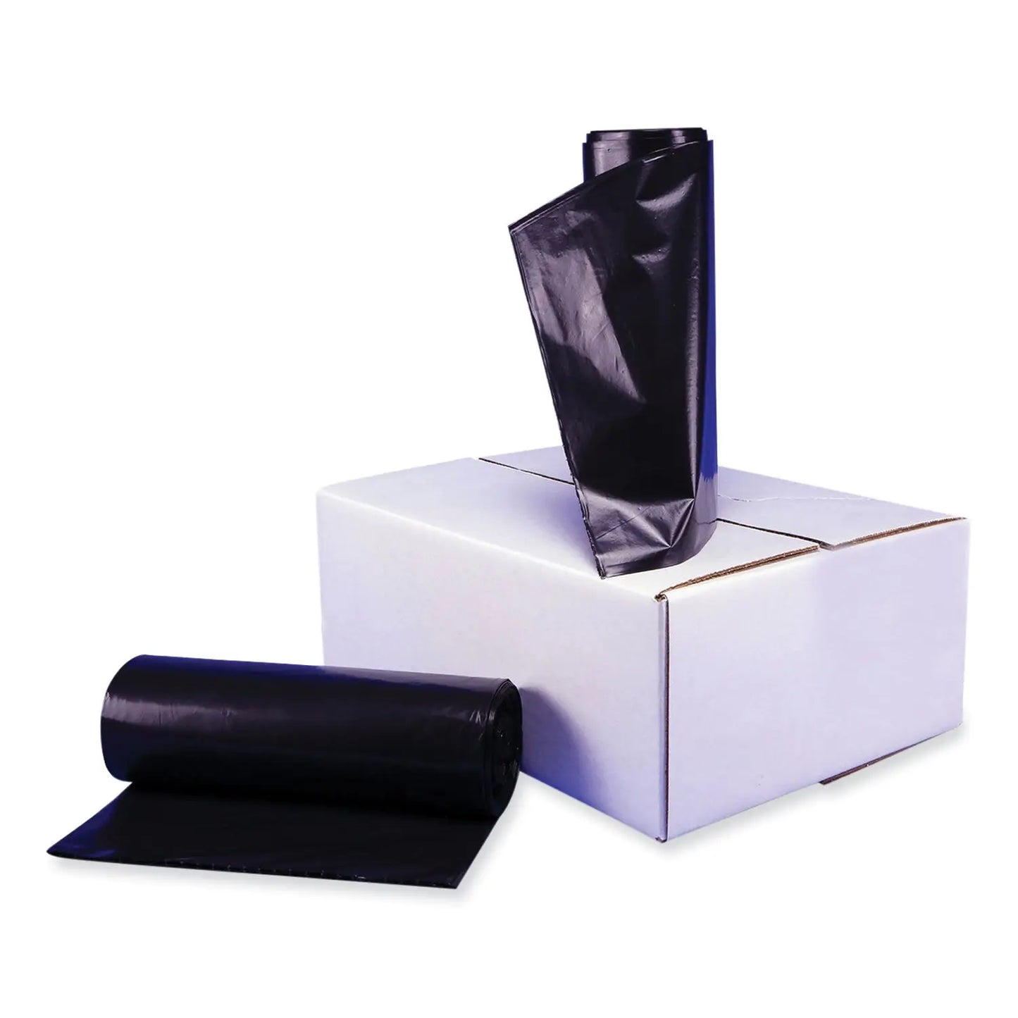 GENRM4347H Low Density Can Liners, 56 gal, 1.1 mil, 43" x 47", Black, Interleaved Roll, 20 Bags/Roll, 5 Rolls/Carton GEN