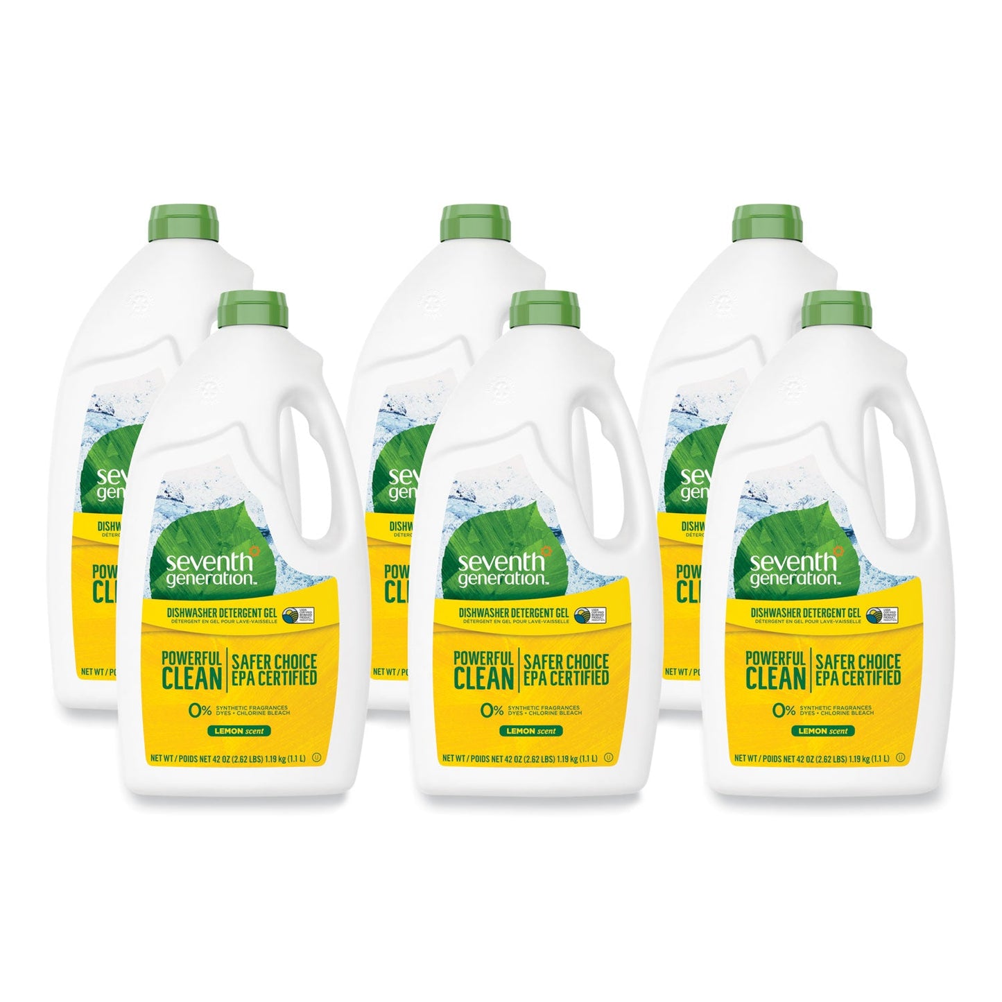 SEV22171CT Natural Automatic Dishwasher Gel, Lemon, 42 Oz Bottle, 6/carton Seventh Generation