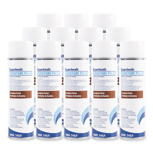 BWK346ACT Furniture Polish, Lemon Scent, 19 oz Aerosol Spray, 12/Carton