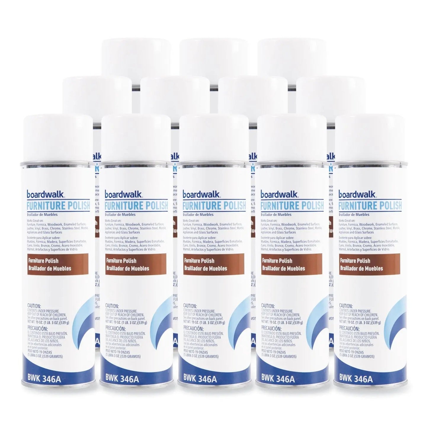 BWK346ACT Furniture Polish, Lemon Scent, 19 oz Aerosol Spray, 12/Carton Boardwalk