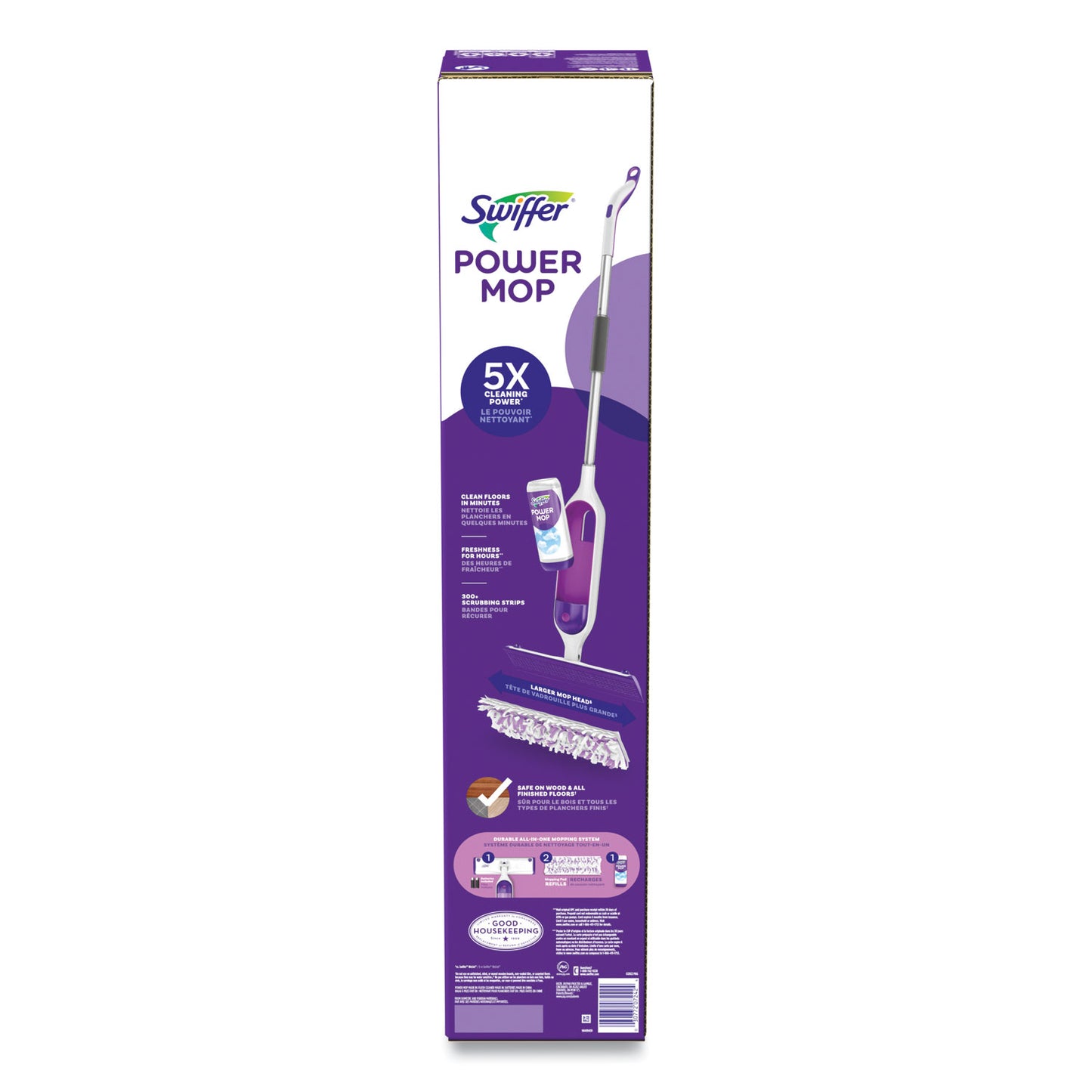 PGC07242 PowerMop Starter Kit, 15.4 x 5.3 White/Purple Cloth Head, 26" Silver Aluminum Handle