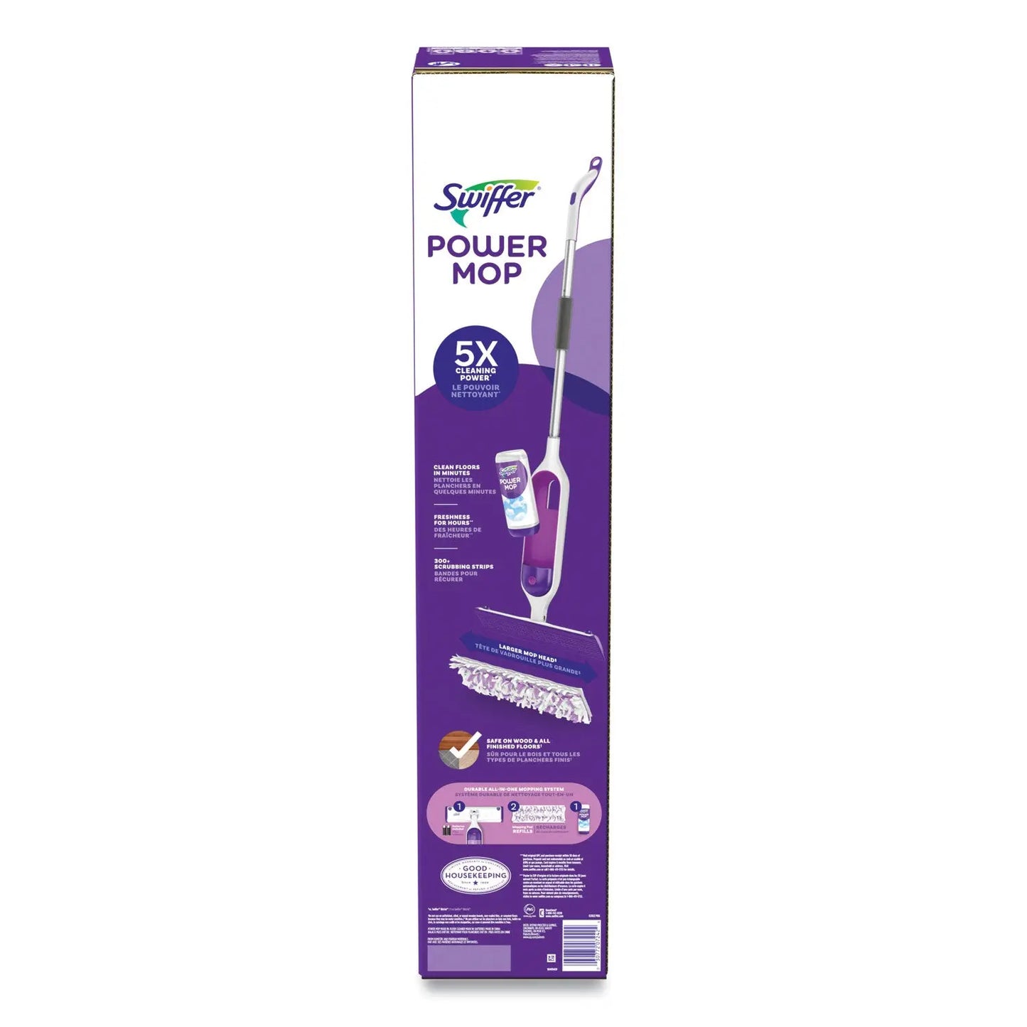PGC07242 PowerMop Starter Kit, 15.4 x 5.3 White/Purple Cloth Head, 26" Silver Aluminum Handle Swiffer