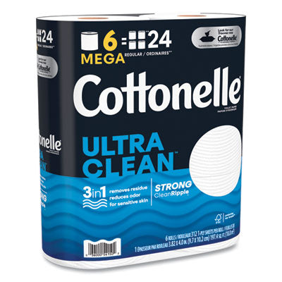 KCM55699 Ultra CleanCare Toilet Paper, Strong Tissue, Septic Safe, 1-Ply, White, 284 Sheets/Roll, 6 Rolls/Pack, 36 Rolls/Carton KIMBERLY CLARK