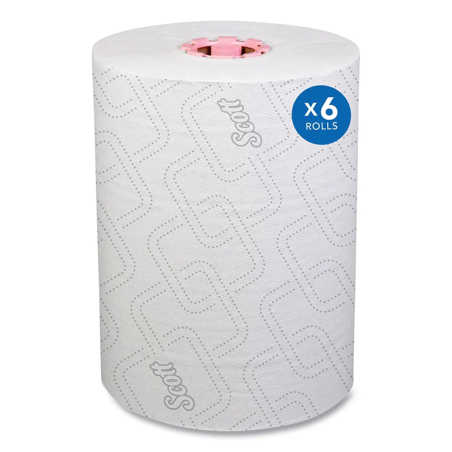 KCC47032 Slimroll Towels, 1-Ply, 8" x 580 ft, White/Pink Core, Traditional Business, 6 Rolls/Carton Scott
