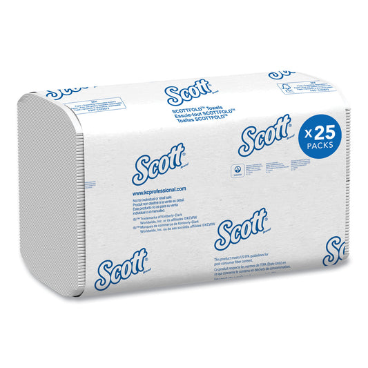 KCC01980 Pro Scottfold Towels, 1-Ply, 9.4 x 12.4, White, 175 Towels/Pack, 25 Packs/Carton