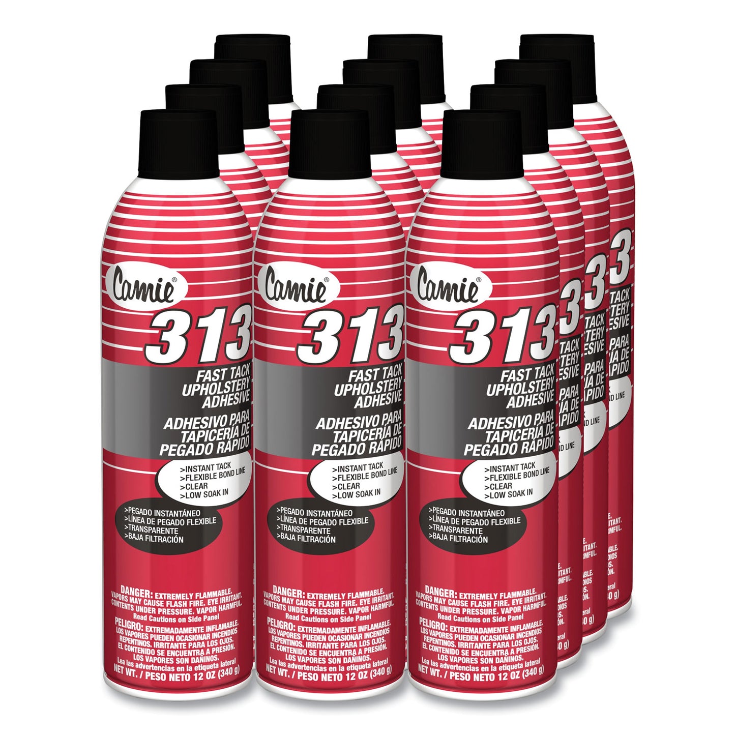 313 Fast Tack Upholstery Adhesive, 12 oz Aerosol Spray, Dries Clear, Dozen