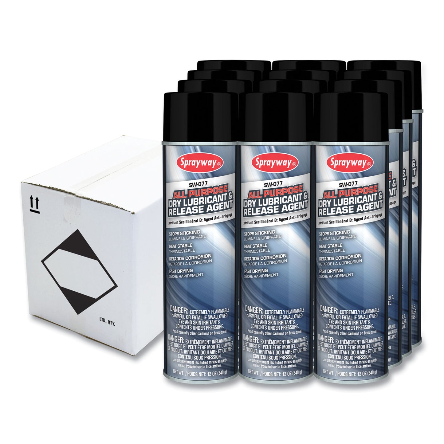 All Purpose Dry Lubricant and Release Agent, 12 oz, Dozen Sprayway