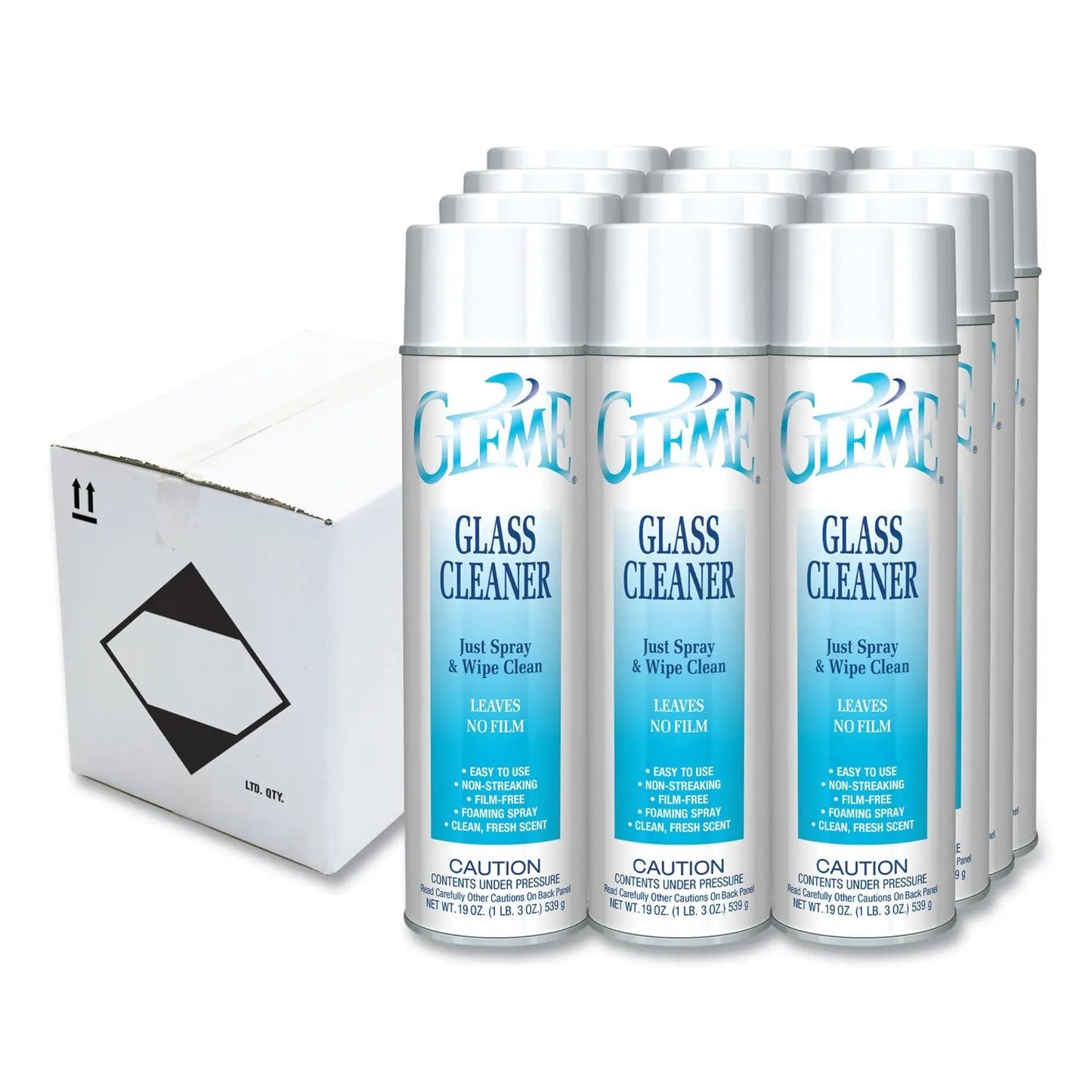 CGC050 Gleme Glass Cleaner, Fresh Scent, 19 oz Aerosol Spray, Dozen Claire