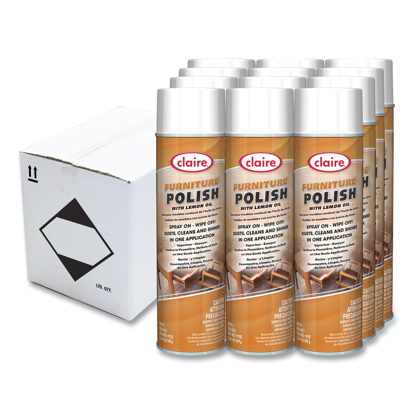 CGC811 Furniture Polish with Lemon Oil, Lemon Scent; 19 oz Aerosol Spray, Dozen