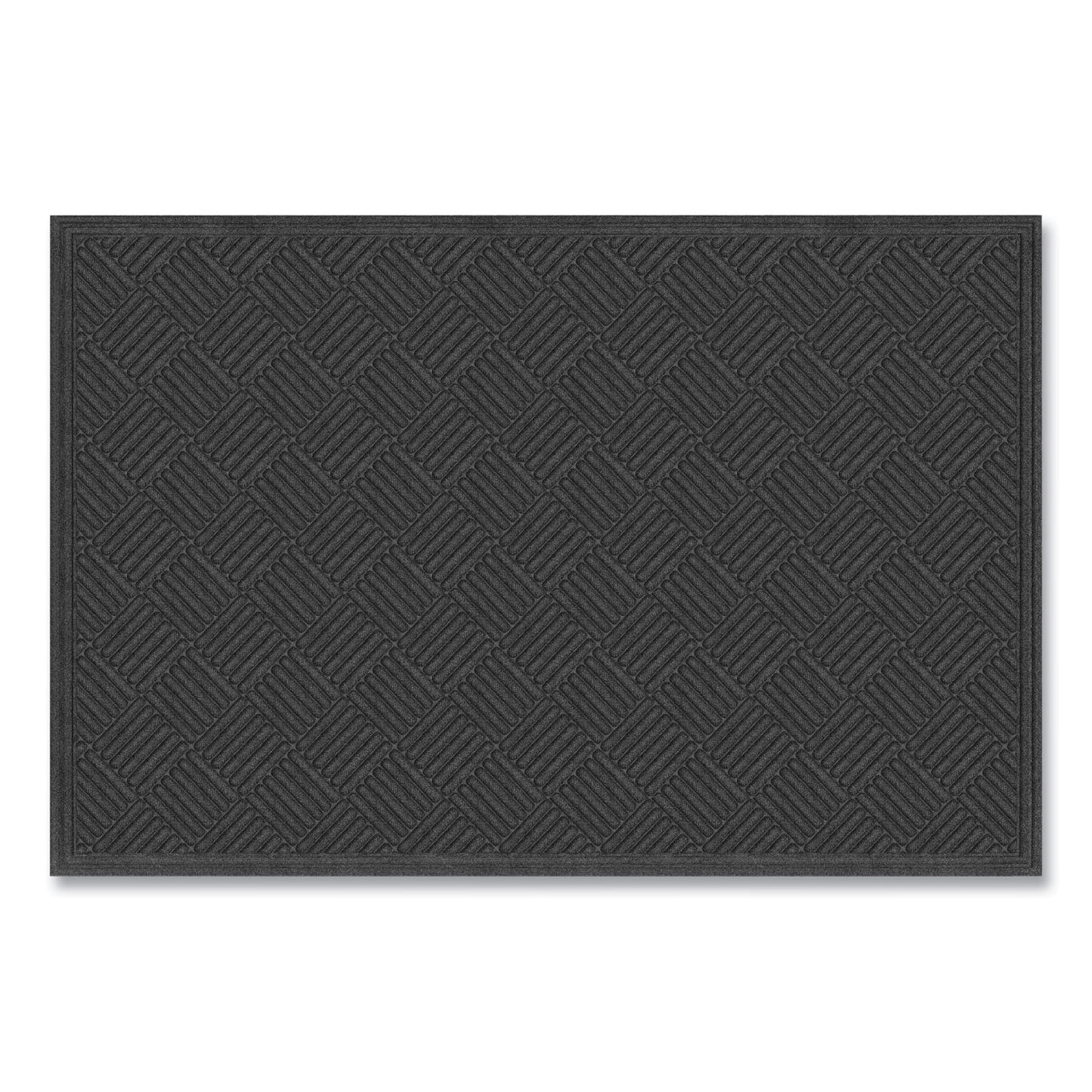 APH062023 Ecomat Crosshatch Entry Mat, Rectangular, Charcoal Gray Crush-Resistant Ribbed Surface, 48" x 72"