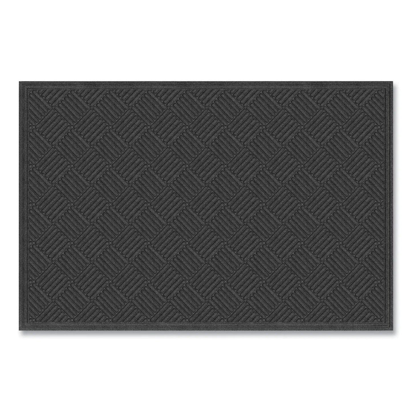 APH062023 Ecomat Crosshatch Entry Mat, Rectangular, Charcoal Gray Crush-Resistant Ribbed Surface, 48" x 72" Apache Mills