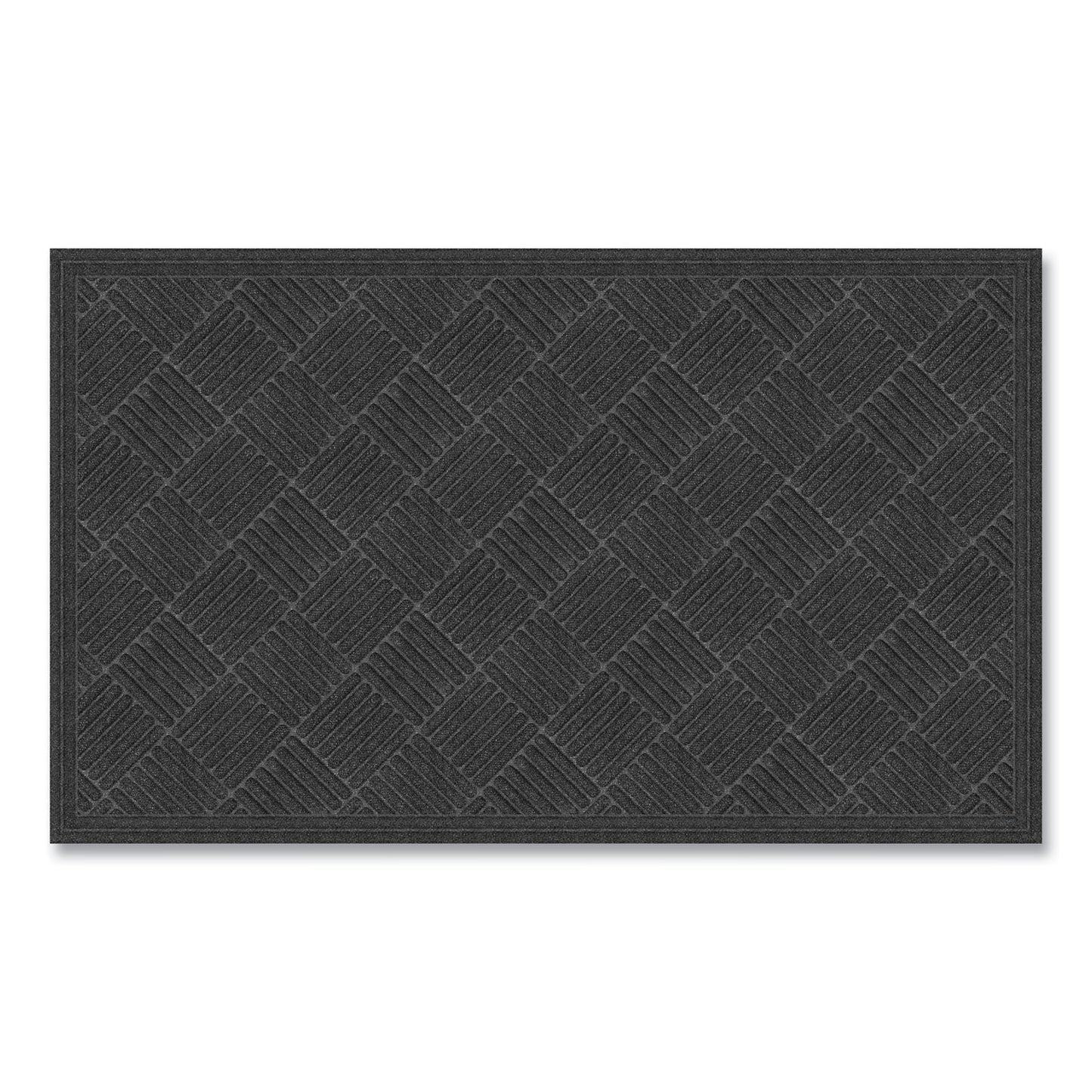 APH072023 Ecomat Crosshatch Entry Mat, Rectangular, Charcoal Gray Crush-Resistant Ribbed Surface, 36" x 60"