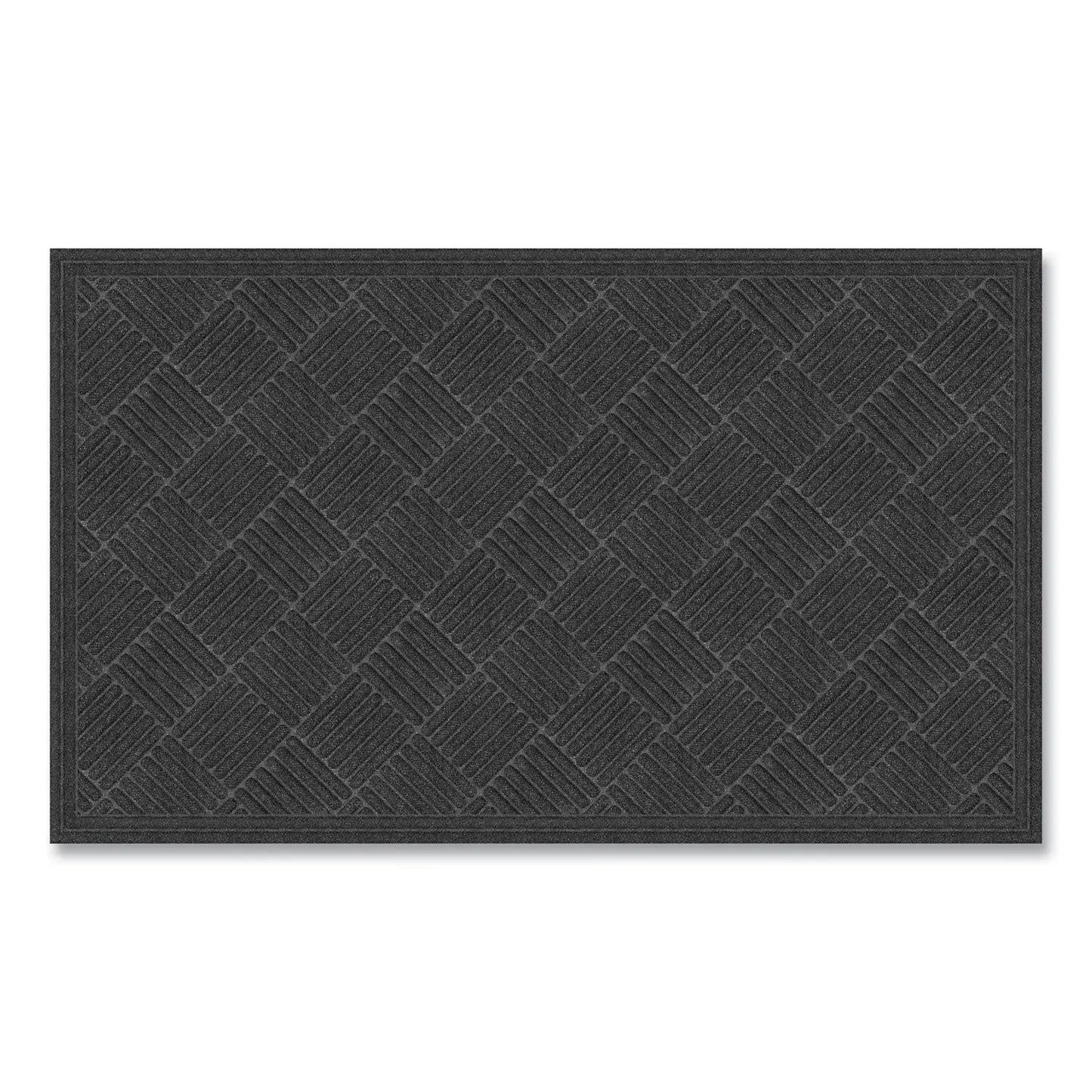 APH072023 Ecomat Crosshatch Entry Mat, Rectangular, Charcoal Gray Crush-Resistant Ribbed Surface, 36" x 60" Apache Mills