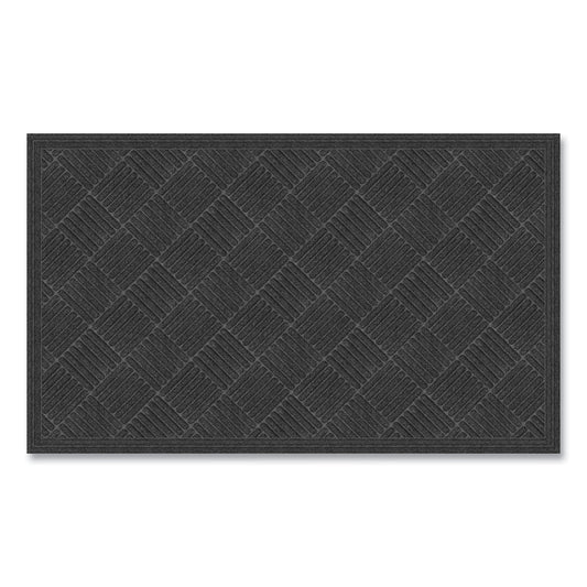 APH072023 Ecomat Crosshatch Entry Mat, Rectangular, Charcoal Gray Crush-Resistant Ribbed Surface, 36" x 60"