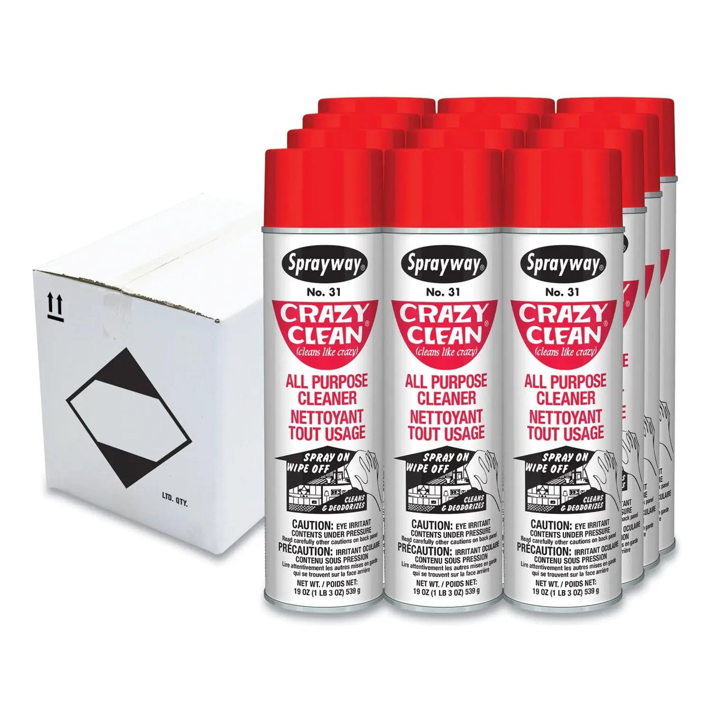 CGC031 Crazy Clean All Purpose Cleaner, Floral Scent, 19 oz Aerosol Spray, Dozen Sprayway