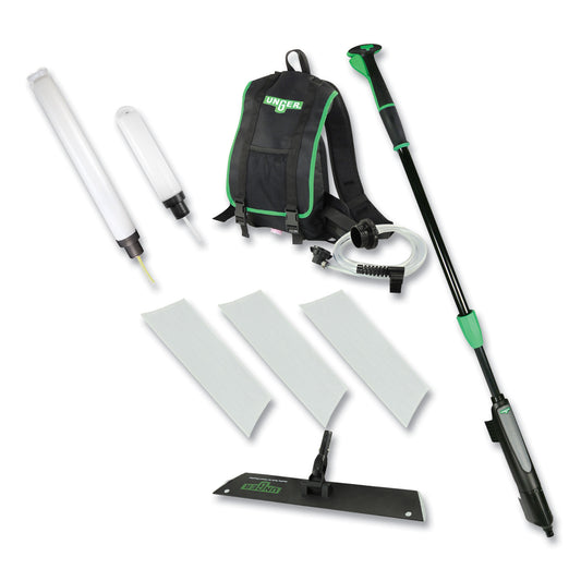 UNGEFKT9 Excella Floor Finishing Kit, 20" Head, 48" to 65" Black/Green Plastic Handle