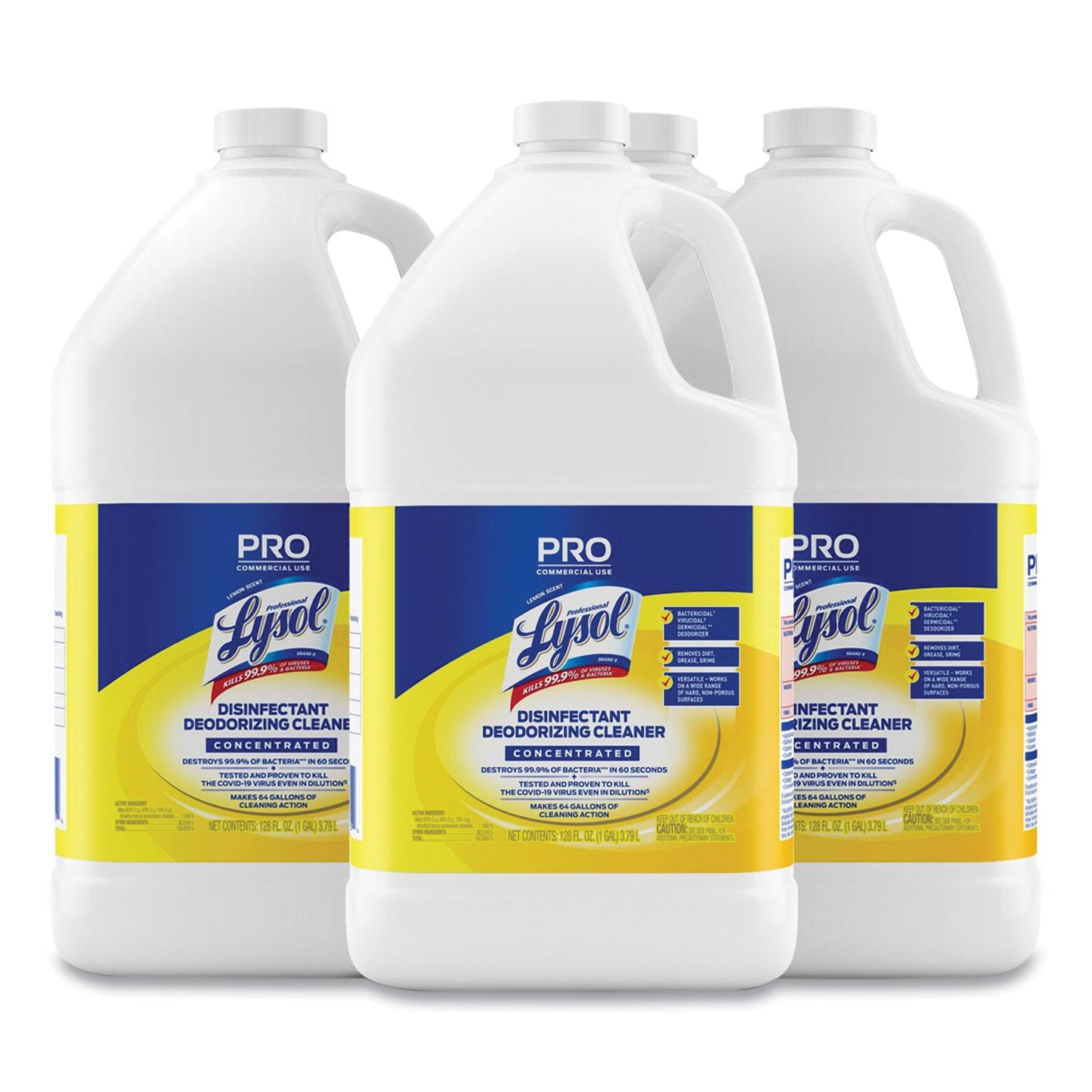 RAC99985CT Disinfectant Deodorizing Cleaner Concentrate, Lemon Scent, 128 oz Bottle, 4/Carton