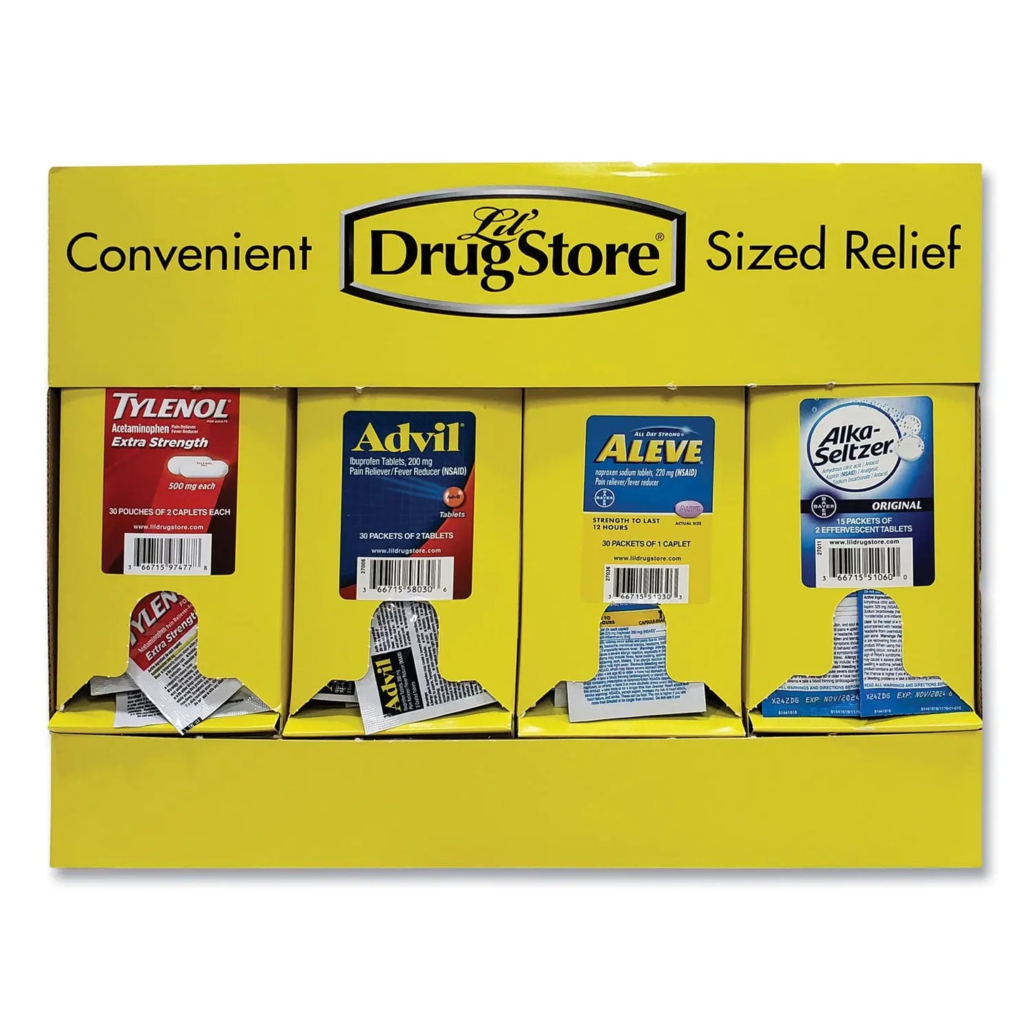 LIL71622 Single-Dose Medicine Dispenser, 105-Pieces, Plastic Case, Yellow Lil' Drugstore
