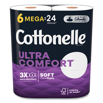 KCM55707 Ultra ComfortCare Toilet Paper, Soft Tissue, Septic Safe, 2-Ply, White, 284 Sheets/Roll, 6 Rolls/Pack, 36 Rolls/Carton KIMBERLY CLARK