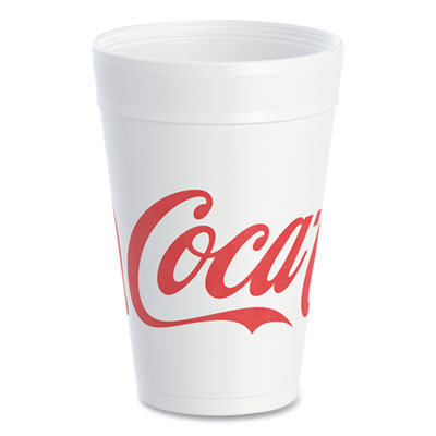 DCC32TJ32C Coca-Cola Foam Cups, 32 oz, White/Red, 25/Bag, 20 Bags/Carton
