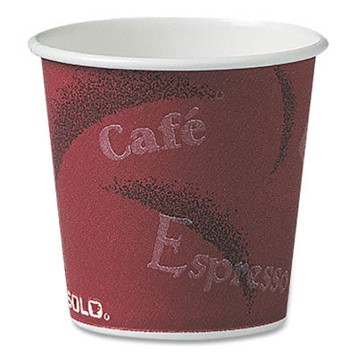 SCC374SI Single-Sided Poly Paper Hot Cups, 4 oz, Bistro Design, 50/Pack, 20 Packs/Carton