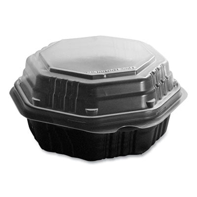 SCC806011PP94 OctaView Hinged-Lid Hot Food Containers, 6.3 x 3.1 x 1.5, Black/Clear, Plastic, 200/Carton