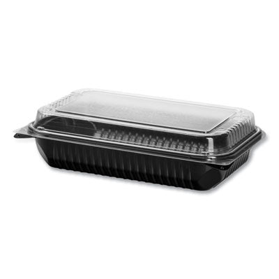 SCC919017PM94 Hinged-Lid Dinner Box, 64 oz, 11.5 x 8.1 x 3, Black/Clear, Plastic, 100/Carton