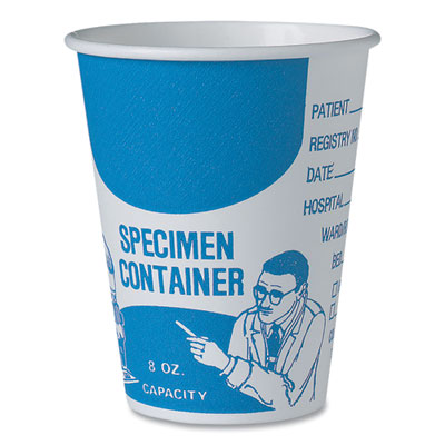SCCSC378 Paper Specimen Cups, 8 Oz, Blue/white, 50/sleeve, 20 Sleeves/carton